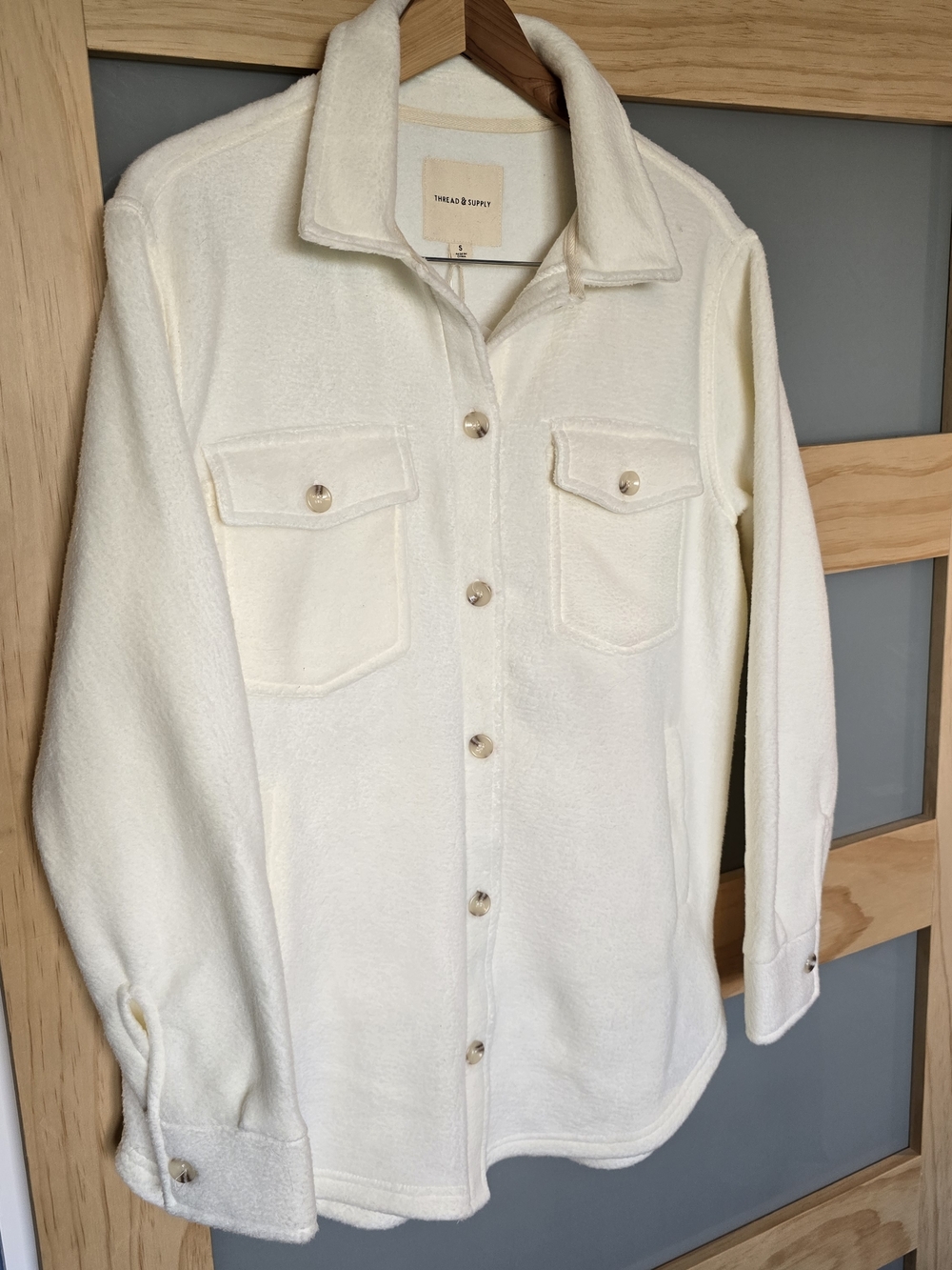 Thread & Supply Cream Button-Front Shacket - Picture 3 of 6